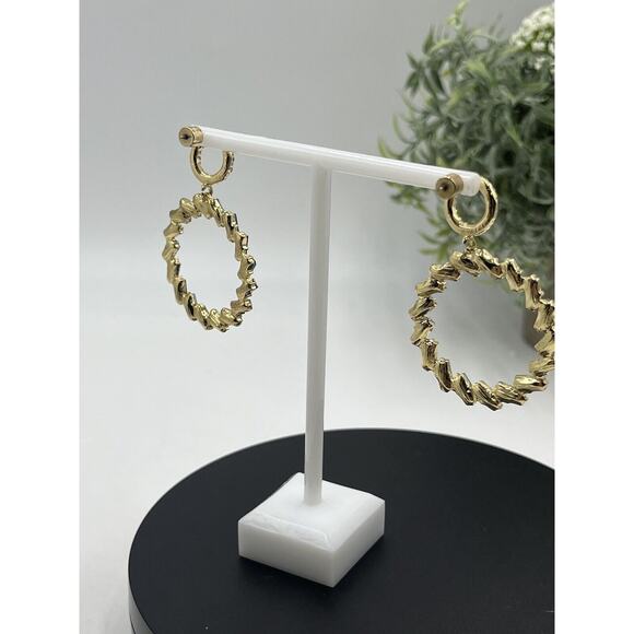 Lulus Blue Without You Blue Hues Rhinestone Statement Earrings Signed Disc Back - Picture 8 of 14